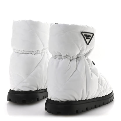 Prada Re-Nylon Piuma Triangle Logo Padded Drawcord 20mm Snow Boots 37 Bianco 5 of 8