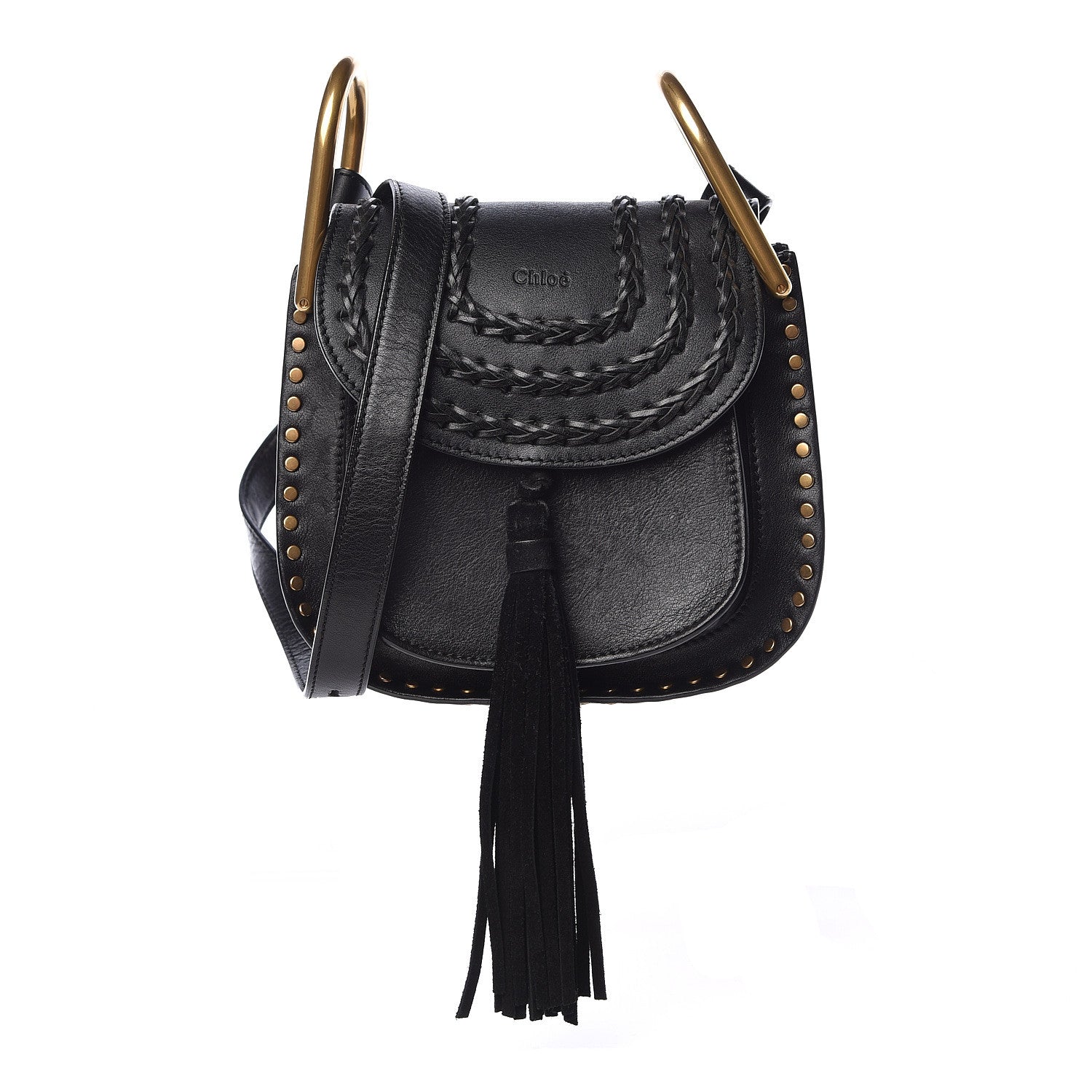 Chloe Calfskin Braided Mini Hudson Shoulder Bag Black 1 of 9