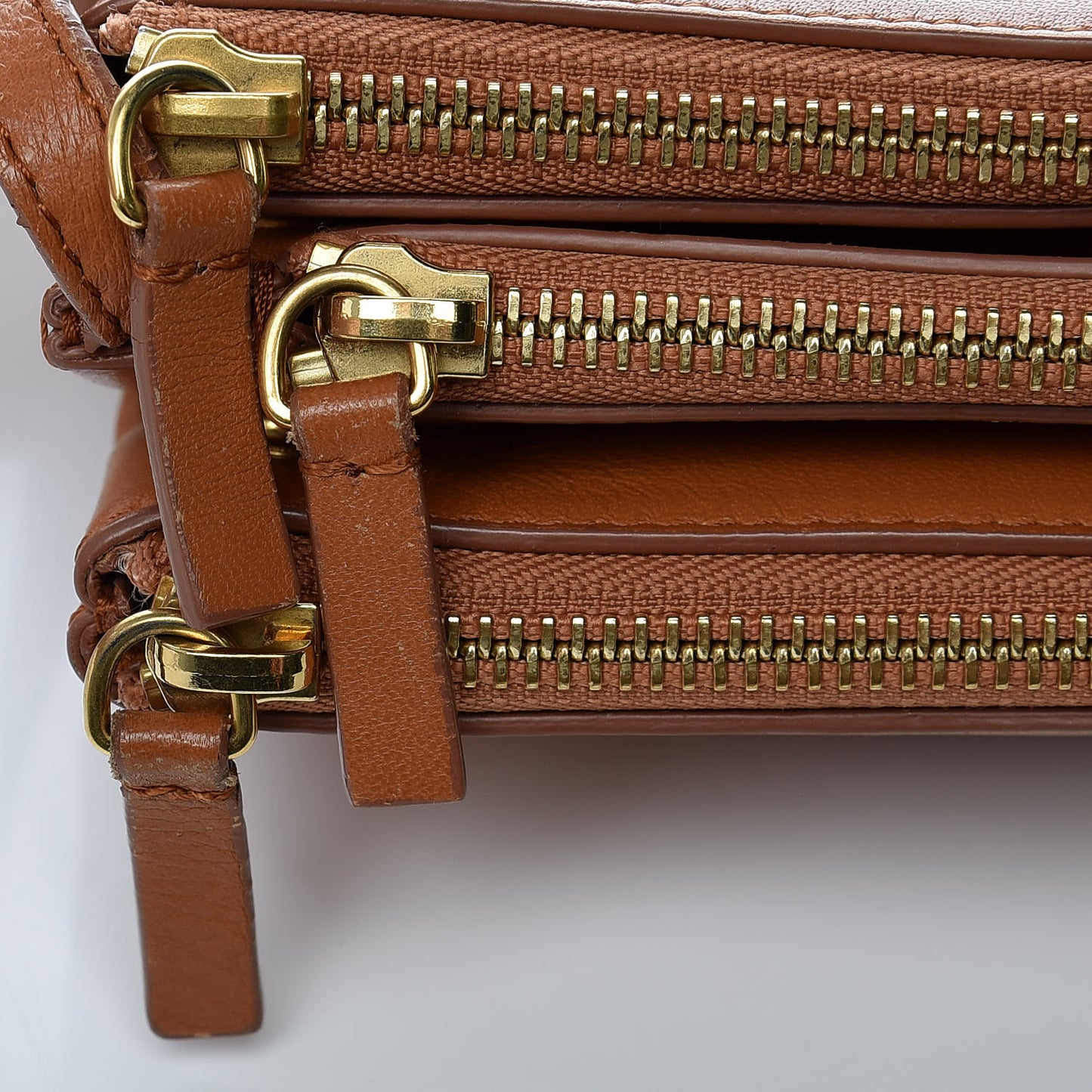 Lambskin Small Trio Crossbody Bag Tan