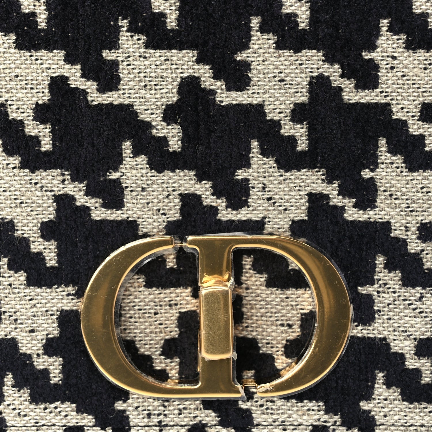 Christian Dior Technical Canvas Macro Houndstooth Medium Caro Bag Black White 6 of 8