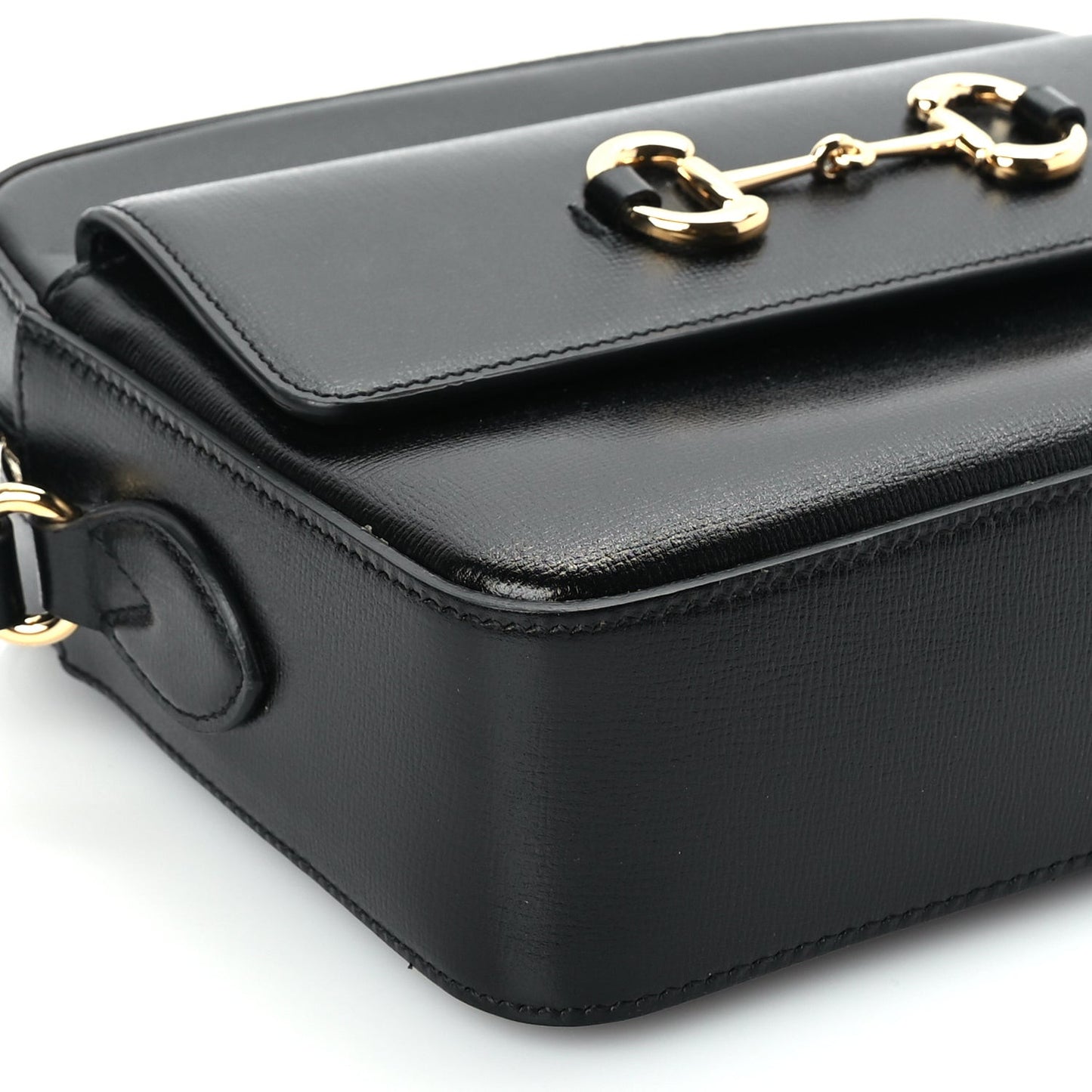Textured Calfskin Small Horsebit 1955 Shoulder Bag Black