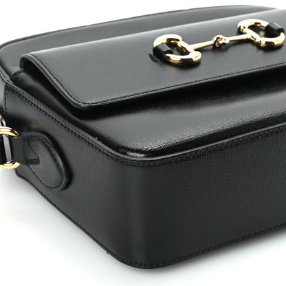 Gucci Textured Calfskin Small Horsebit 1955 Shoulder Bag Black 7 of 8