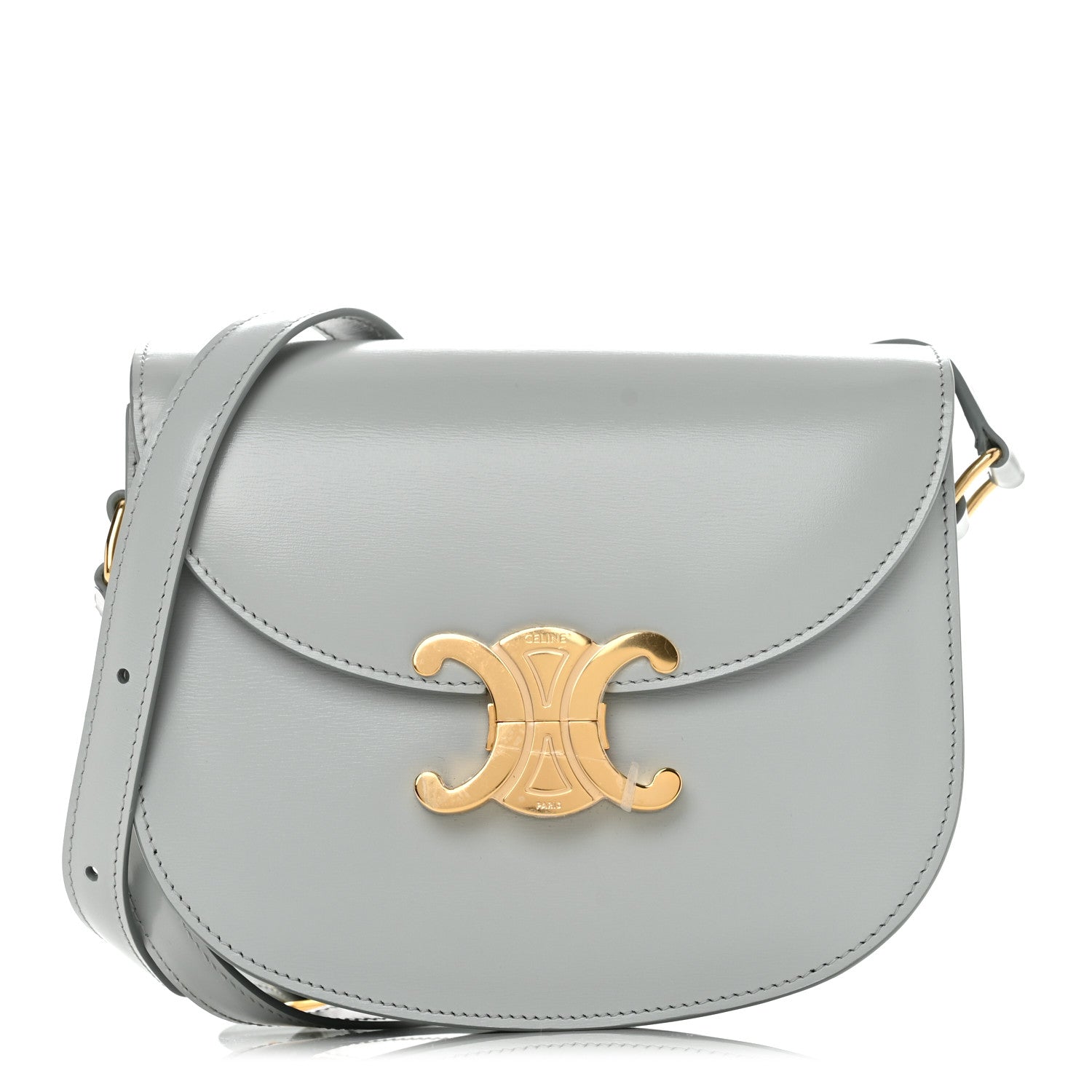 Celine Shiny Calfskin Besace Clea Triomphe Blue Gray 1 of 10