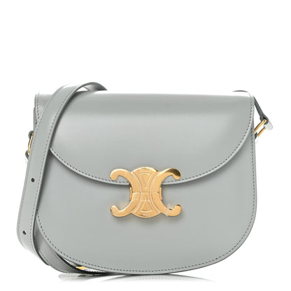 Celine Shiny Calfskin Besace Clea Triomphe Blue Gray 1 of 10