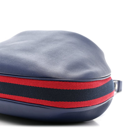 Gucci Aria Calfskin Web Large Attache Shoulder Bag Navy 10 of 10