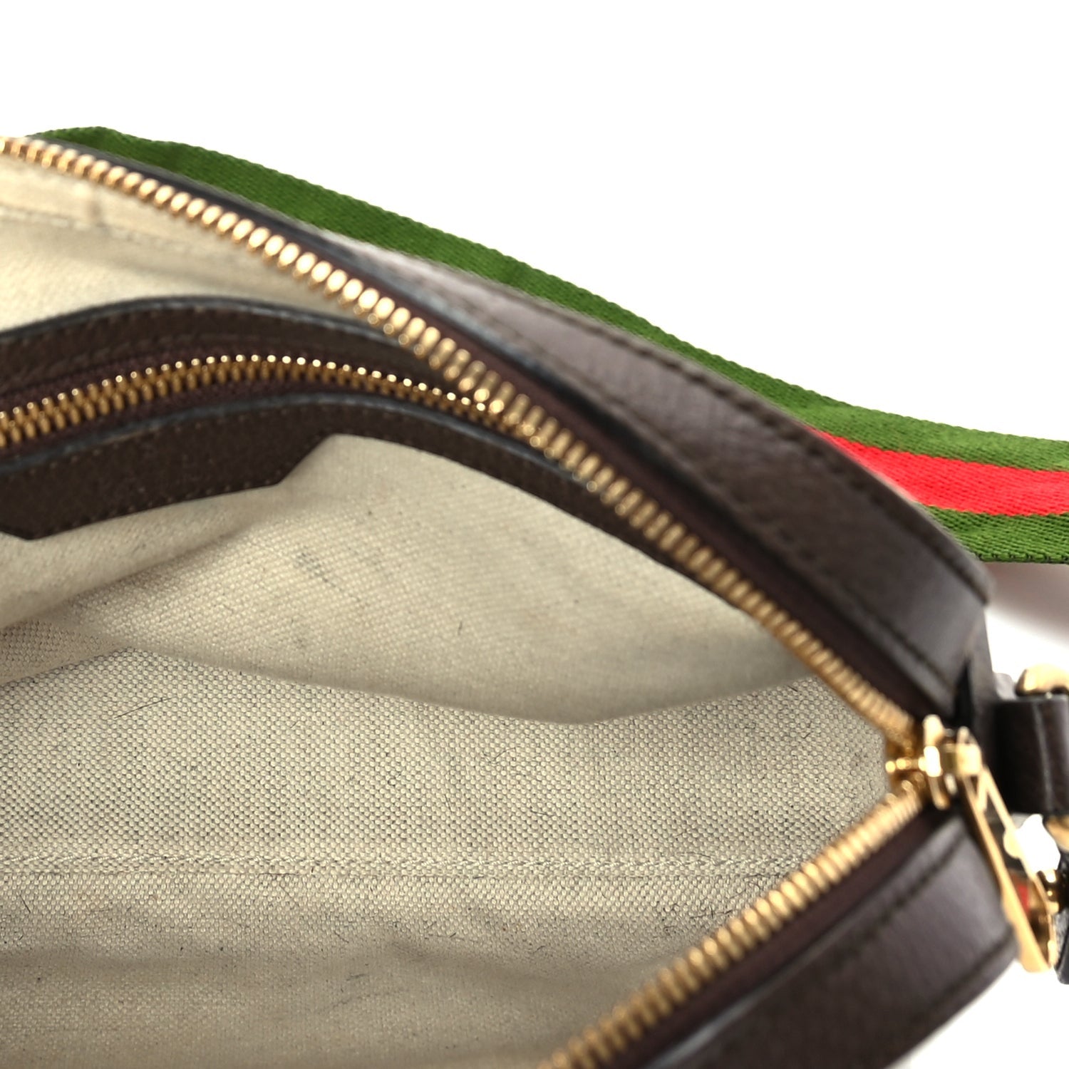 Gucci Monogram Jumbo GG Textured Dollar Calfskin Web Messenger Shoulder Bag Camel Ebony New Acero 4 of 8