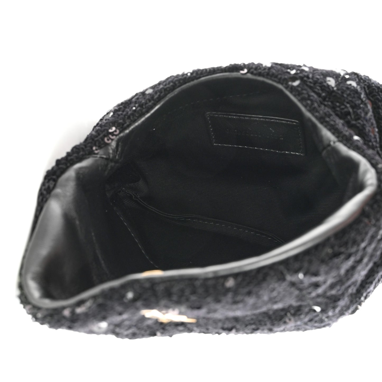 Sequin Monogram Loulou Puffer Pouch Clutch Black