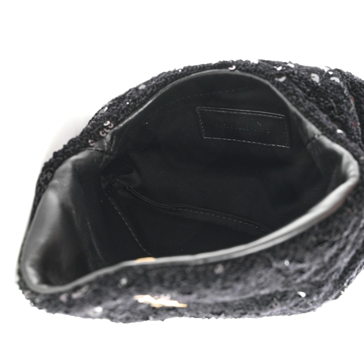 Saint Laurent Sequin Monogram Loulou Puffer Pouch Clutch Black 5 of 10