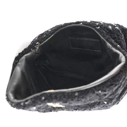 Saint Laurent Sequin Monogram Loulou Puffer Pouch Clutch Black 5 of 10