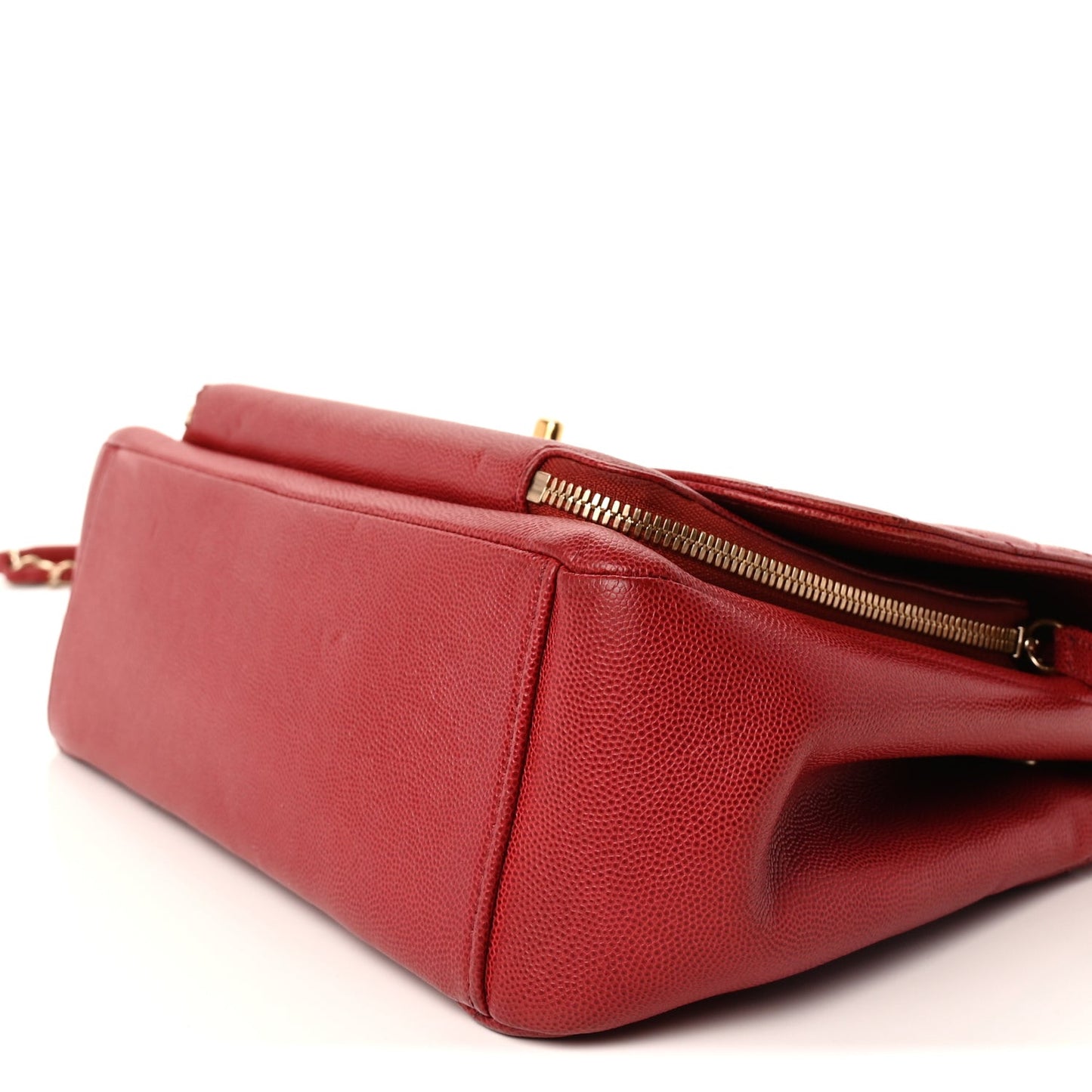 Caviar Quilted Large Business Affinity Flap  Red