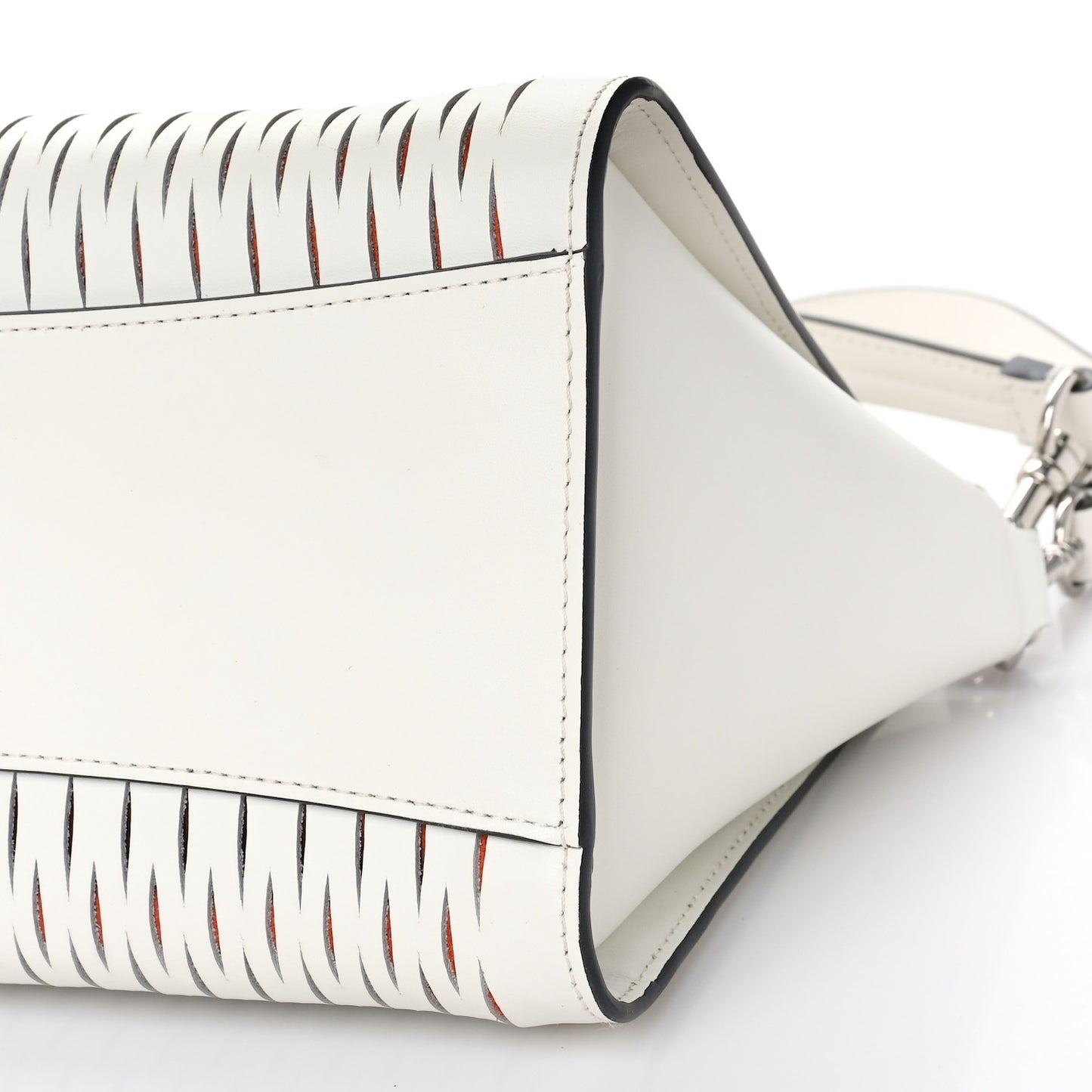 Mesh Calfskin Small Iris Tote White Rust