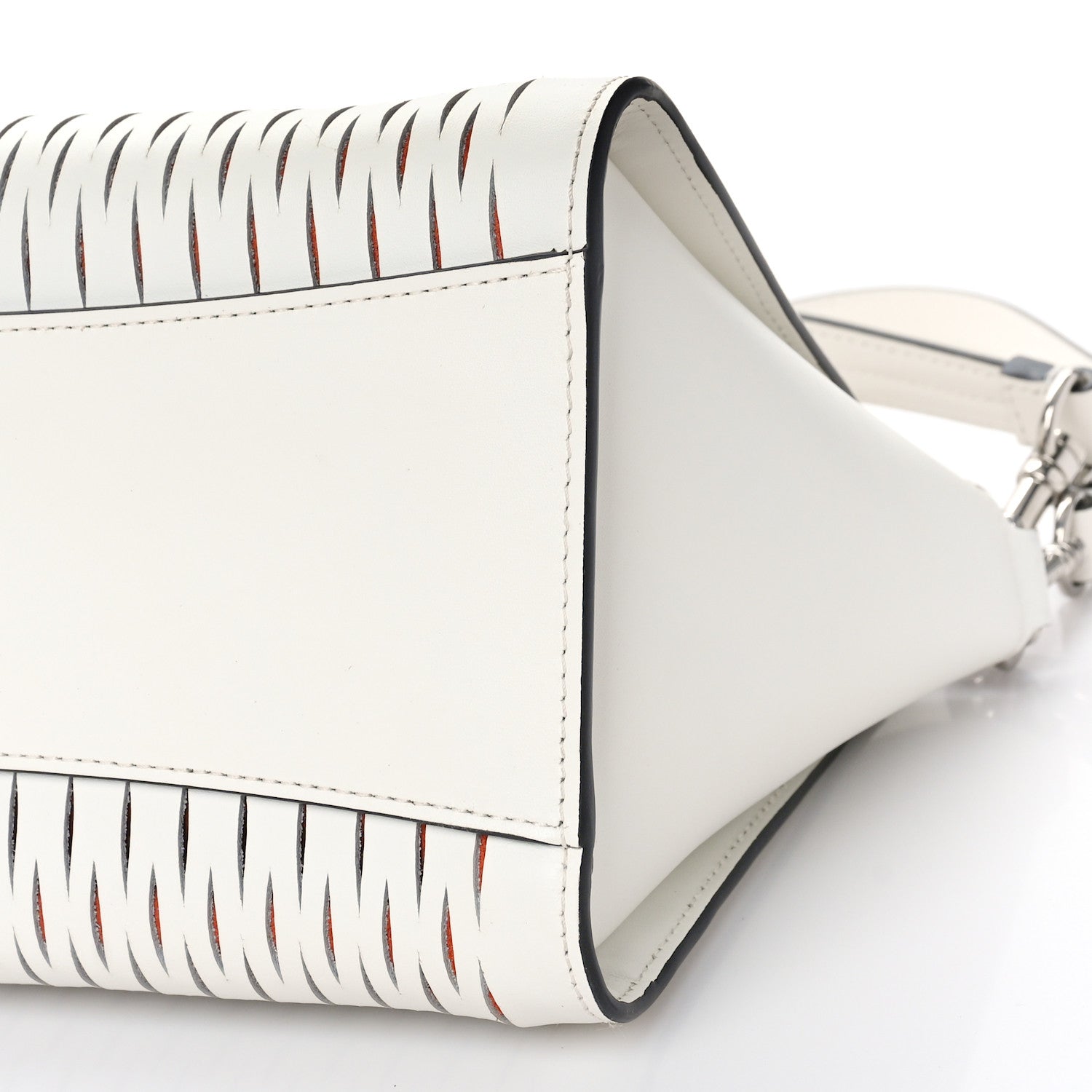 Mulberry Mesh Calfskin Small Iris Tote White Rust 6 of 9