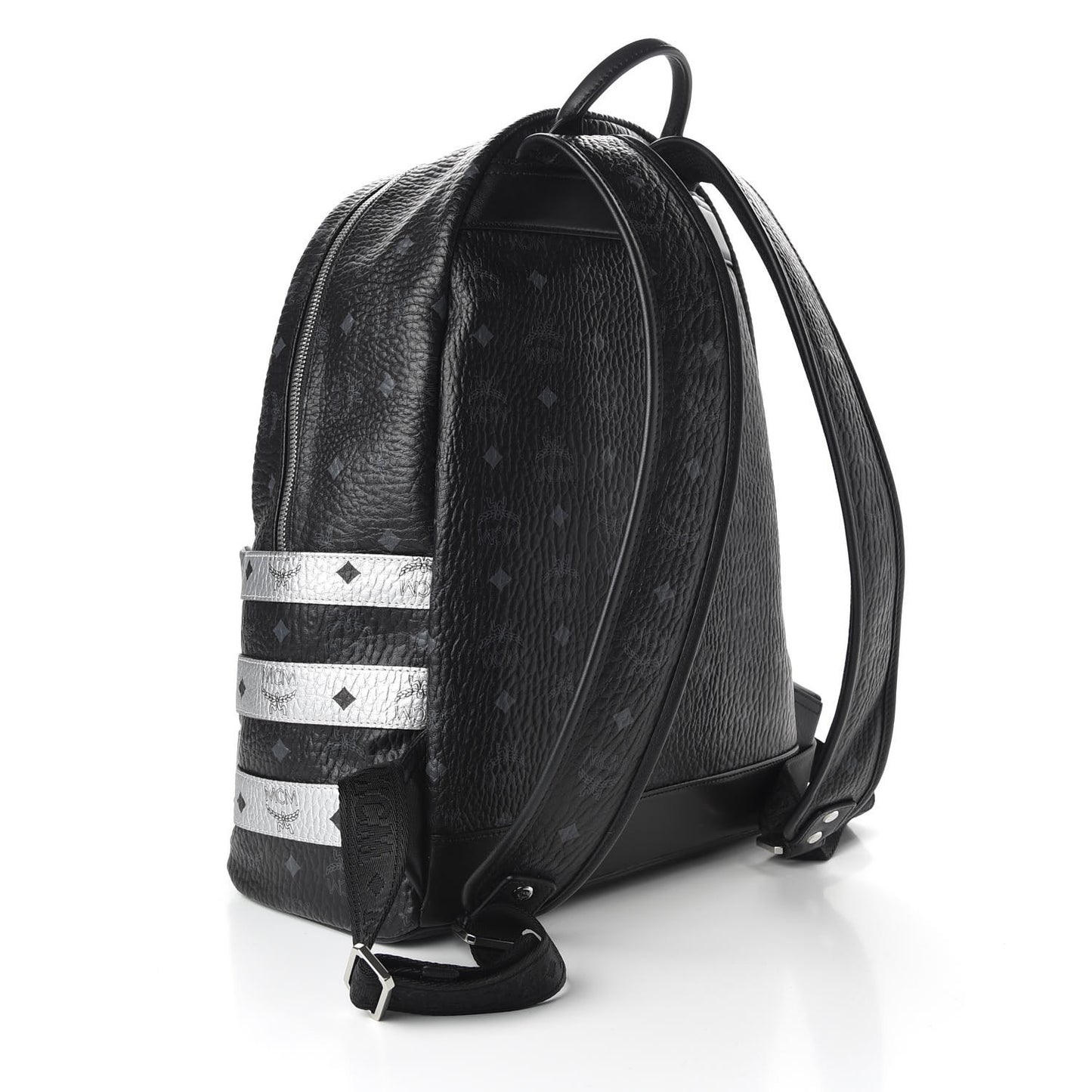 Metallic Visetos Striped Medium Stark Backpack Silver Black