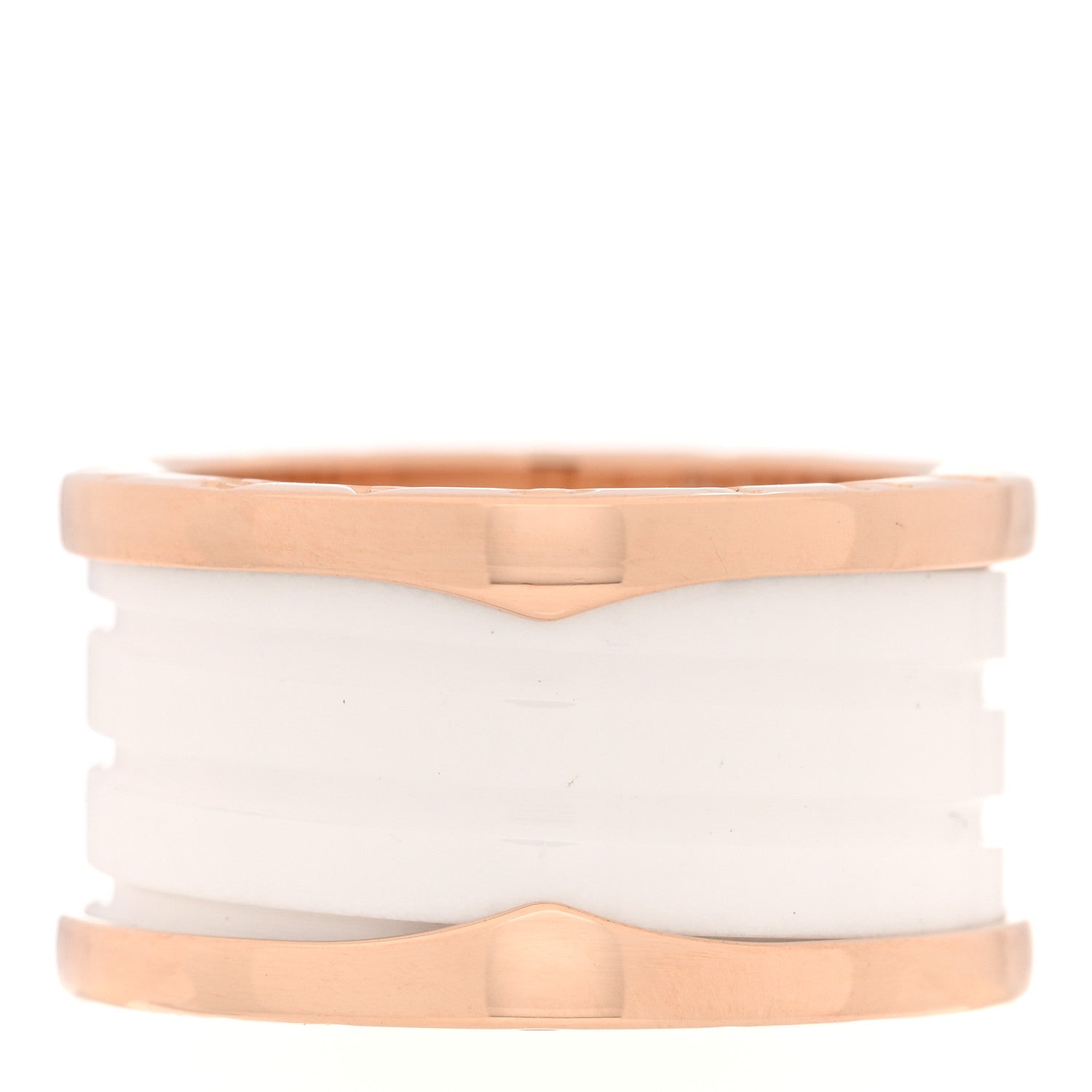 Bulgari 18K Rose Gold White Ceramic B.Zero1 Four-Band Ring 54 6.75 1 of 5