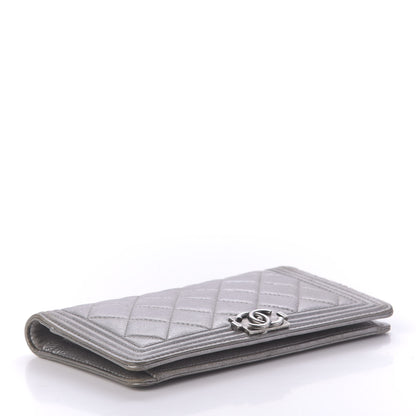 Chanel Metallic Calfskin Quilted Boy Yen Wallet Silver 4 of 11