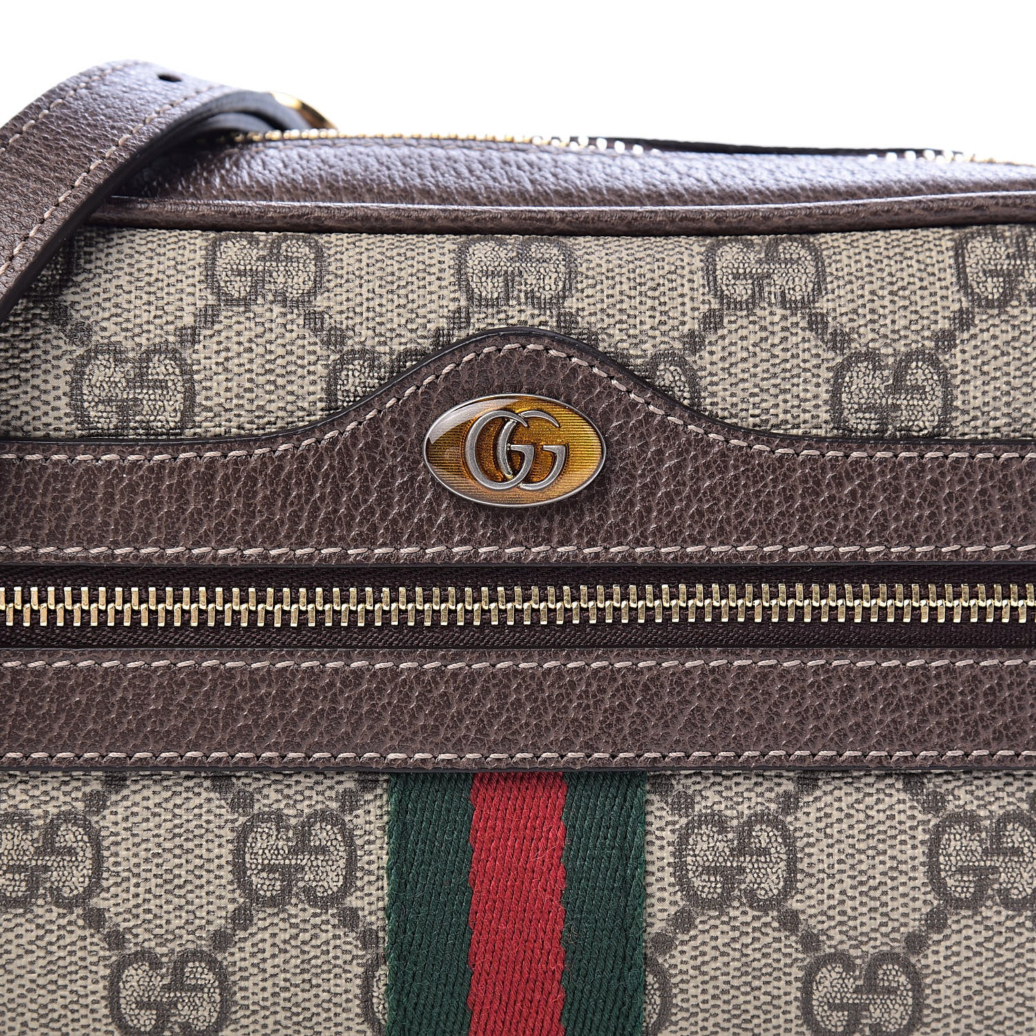 Gucci GG Supreme Monogram Web Mini Ophidia Shoulder Bag Brown 10 of 11