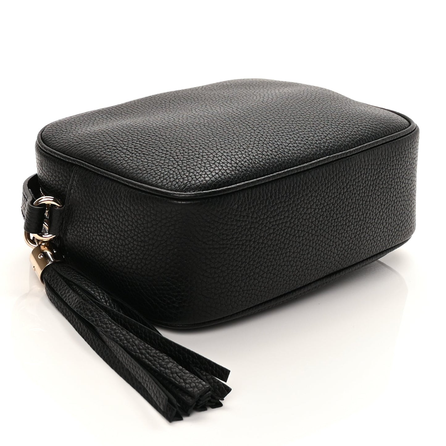 Pebbled Calfskin Small Soho Disco Bag Black