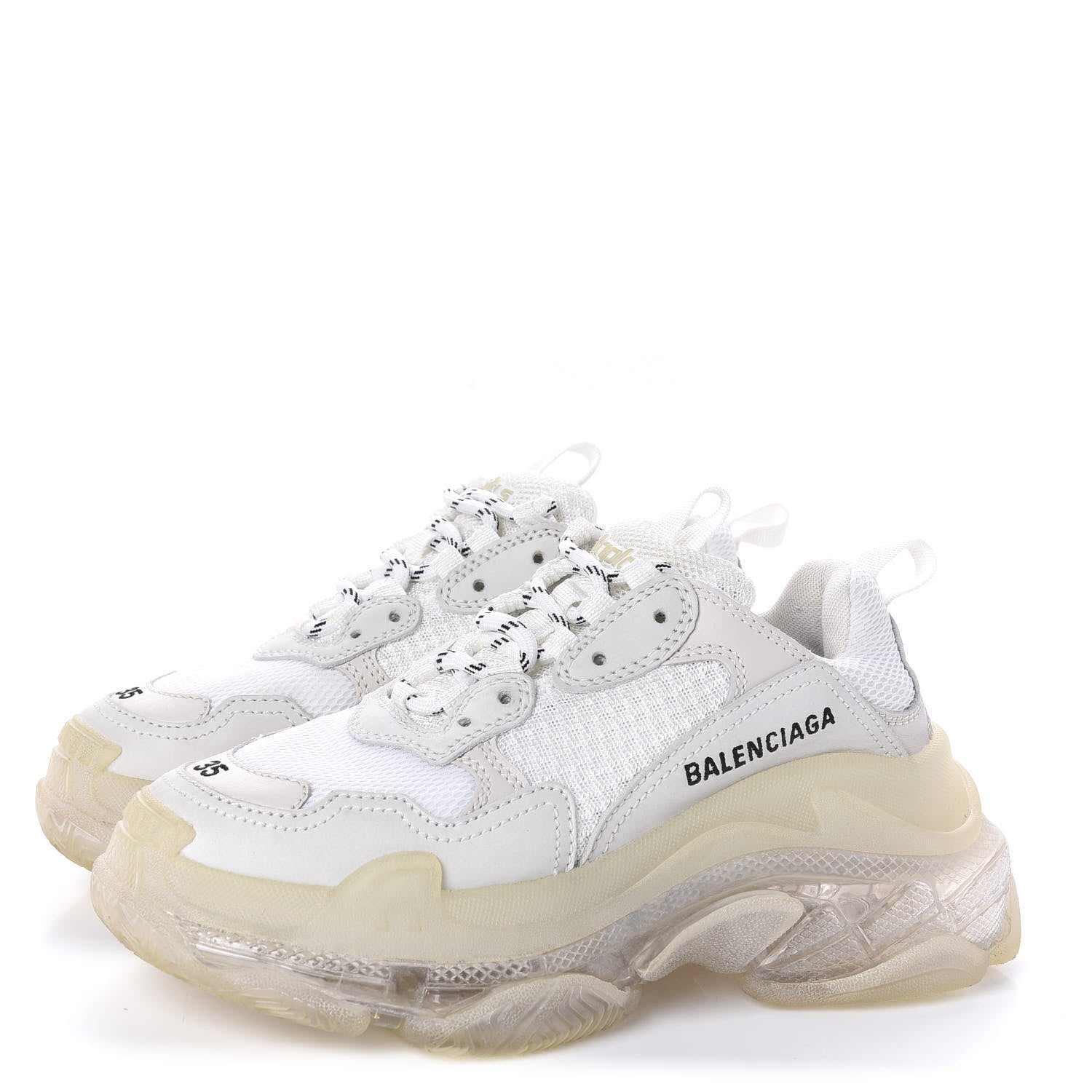 Balenciaga Fabric Mesh Clear Sole Womens Triple S Sneakers 35 White 3 of 8