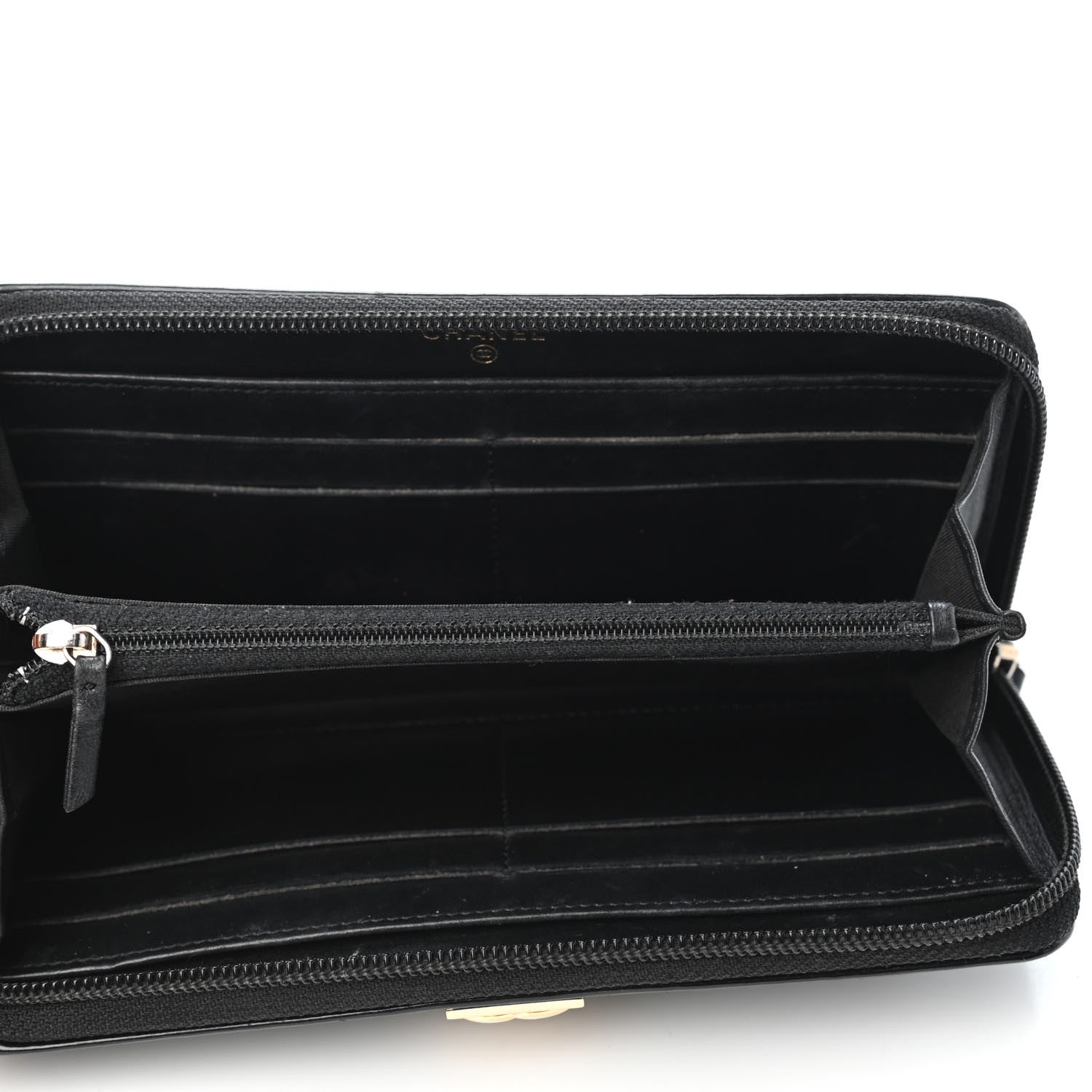 Chanel Glazed Calfskin Boy Zip Around Wallet Black 4 of 4