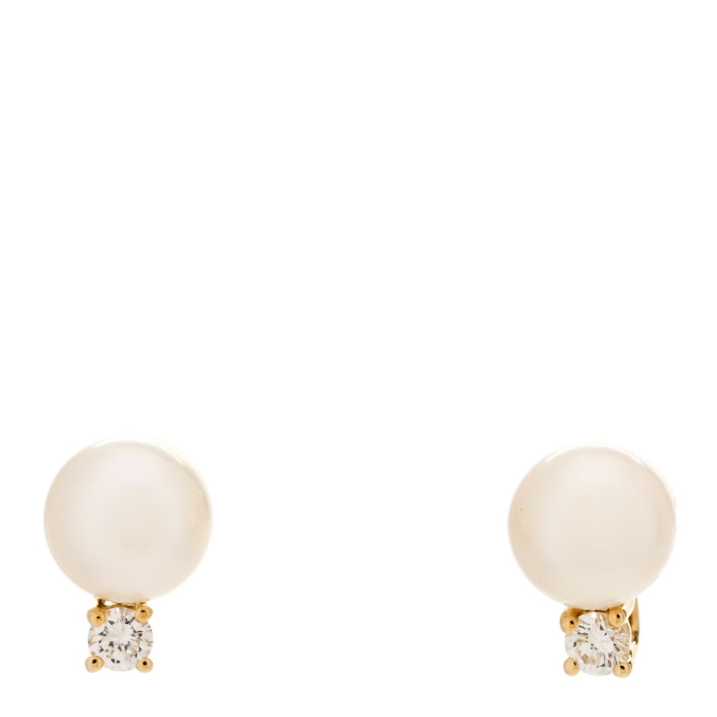 18K Yellow Gold Diamond Akoya Pearl 6.5-7mm Signature Earrings