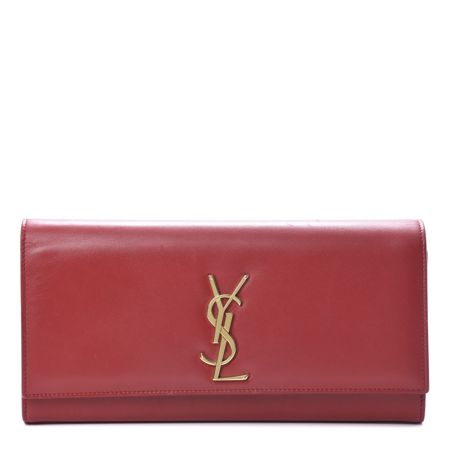 Saint Laurent Calfskin Monogram Cassandre Clutch Rouge Orient 1 of 12