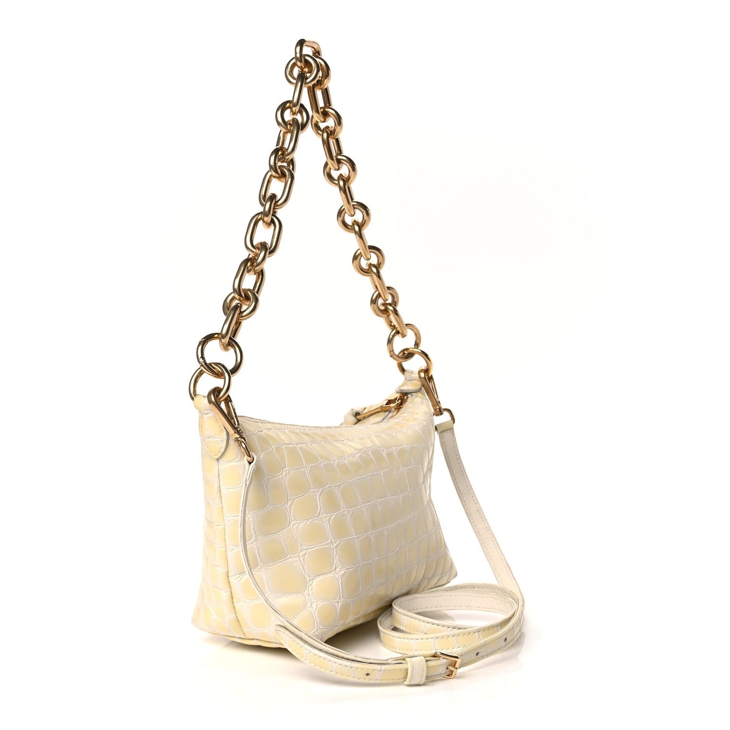 Calfskin Crocodile Embossed St Cocco Spirit Bag White