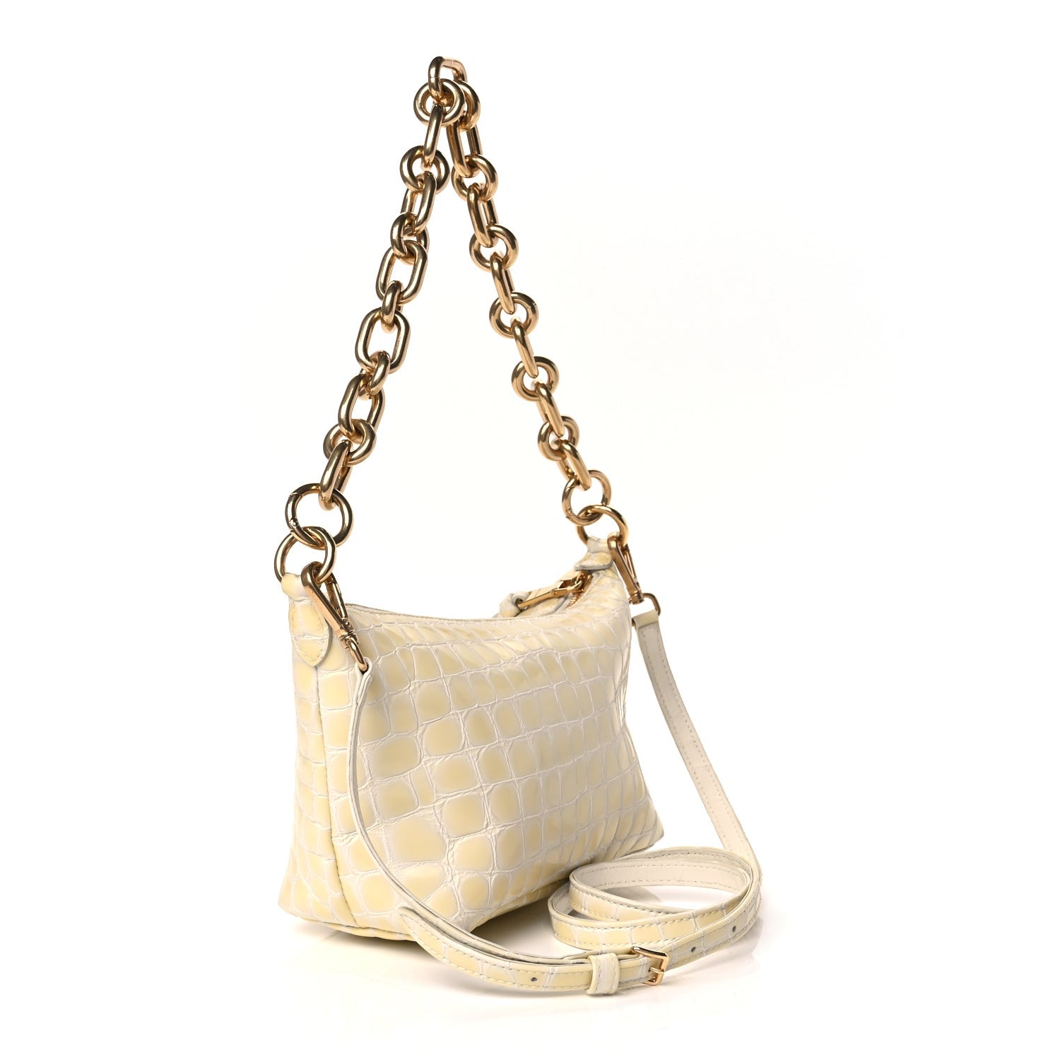 Miu Miu Calfskin Crocodile Embossed St Cocco Spirit Bag White 2 of 10