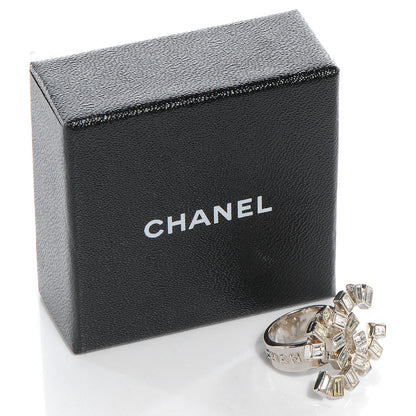 Chanel Crystal Baguette CC Logo Ring 6.5 Silver 6 of 6