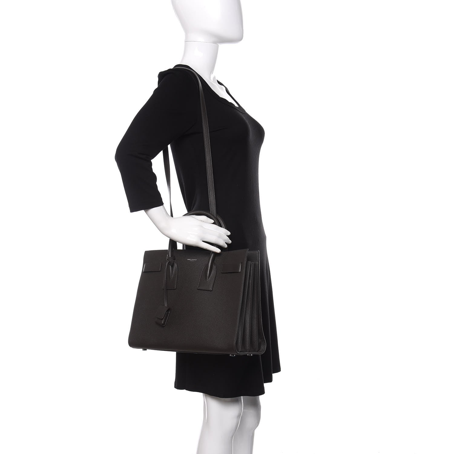 Saint Laurent Grained Calfskin Small Sac De Jour Coal 2 of 8