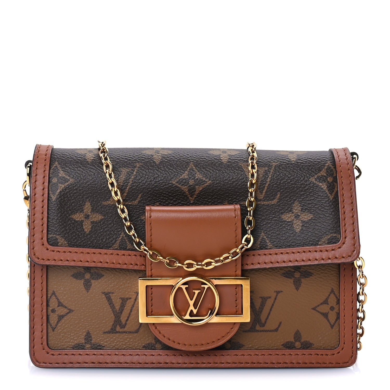 Louis Vuitton Reverse Monogram Dauphine Chain Wallet Brown 2 of 9