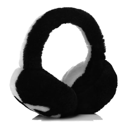Chanel Shearling CC Bi-Color Ear Muffs White Black 1 of 4