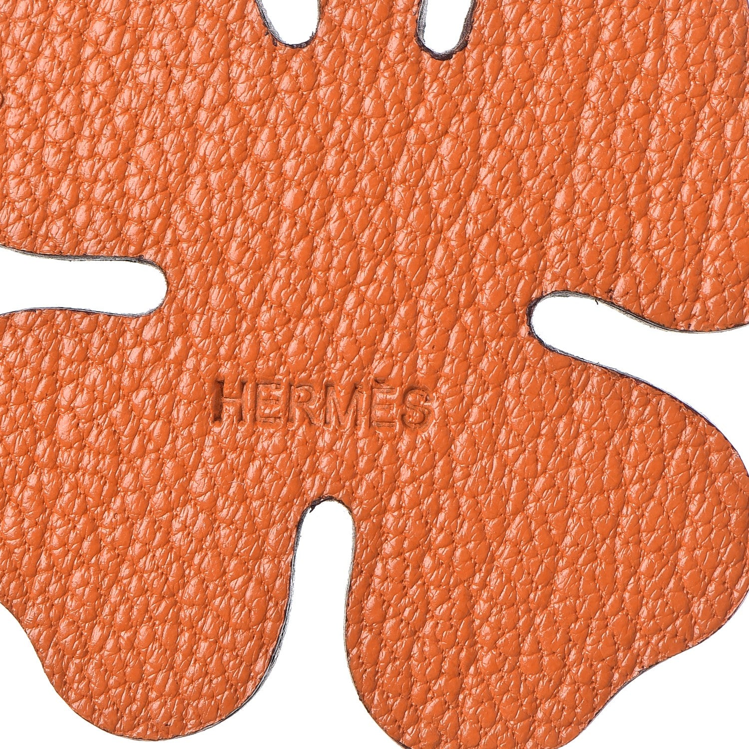 Hermes Chevre Mysore Lucky Clover Key Chain Bag Charm Vert Anis Orange 5 of 5
