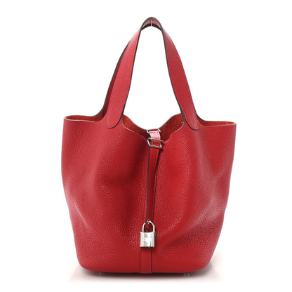 Hermes Taurillon Clemence Picotin Lock 22 MM Rouge Vif 1 of 7