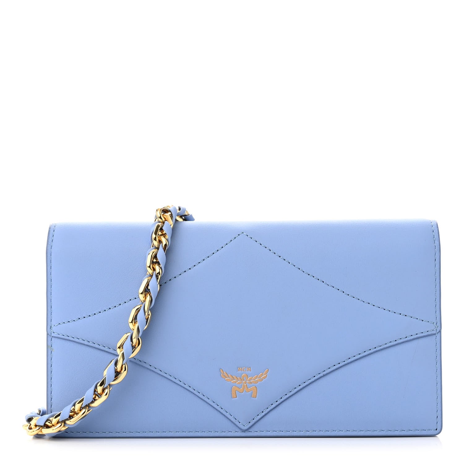 MCM Calfskin Large Diamond Wallet On Chain Blue 1 of 9