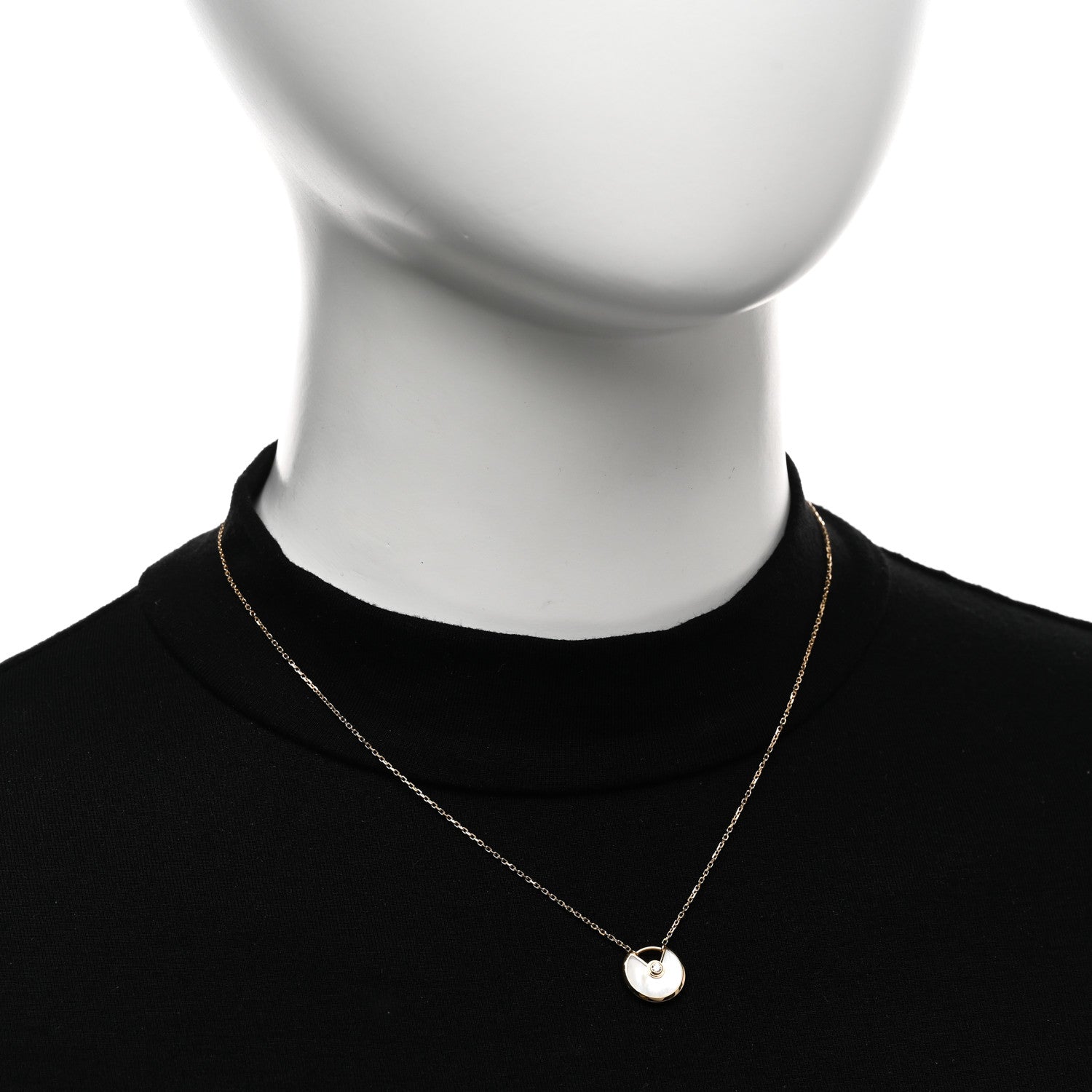 Cartier 18K Yellow Gold Diamond Mother of Pearl XS Amulette de Cartier Pendant Necklace 2 of 5