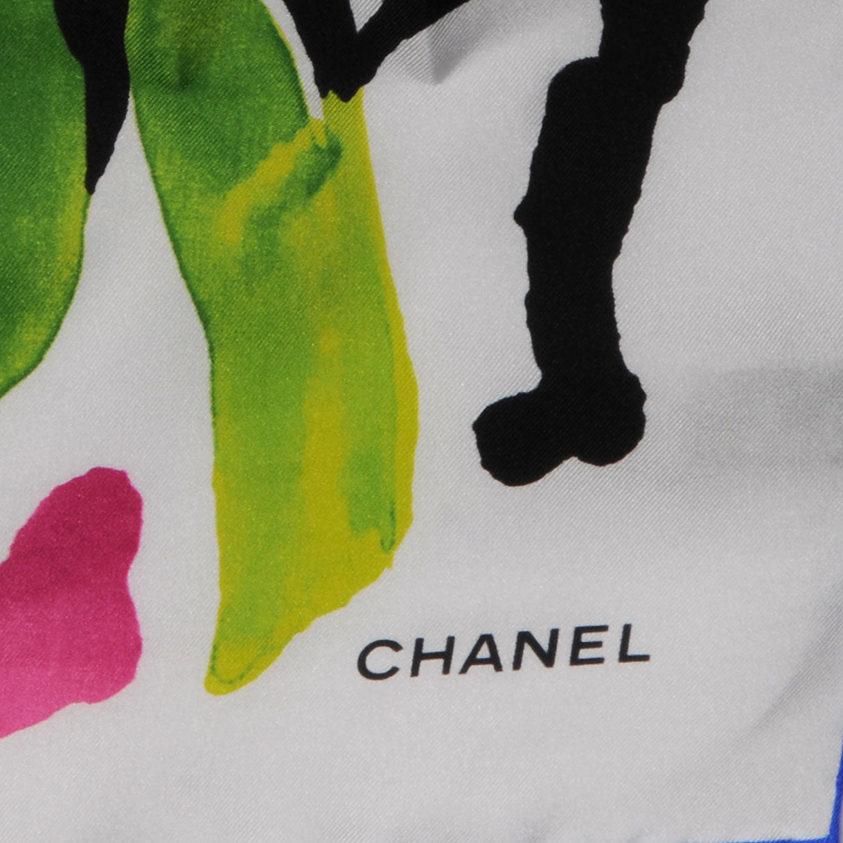 Chanel Silk Camellia Watercolor Flower Scarf 3 of 5