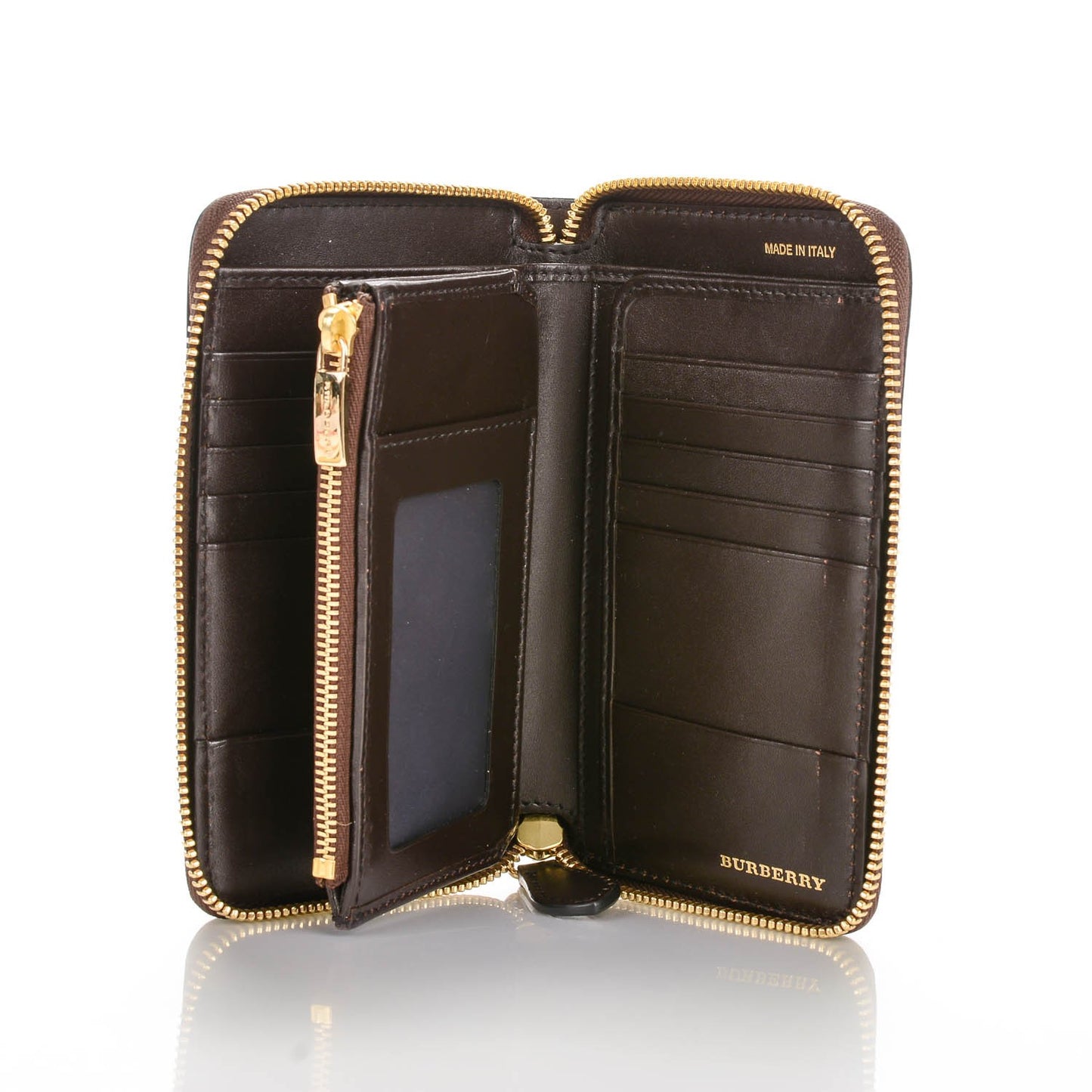 Haymarket Check Compact Zip Around Wallet Chocolate