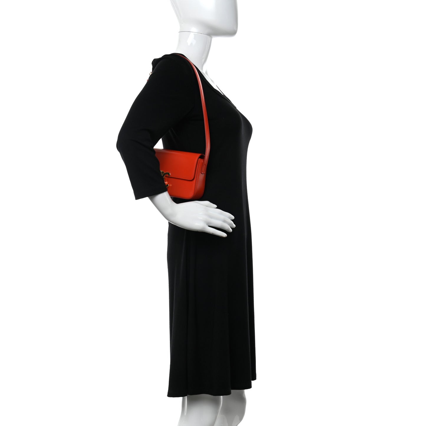 Shiny Calfskin Triomphe Shoulder Bag Bright Red