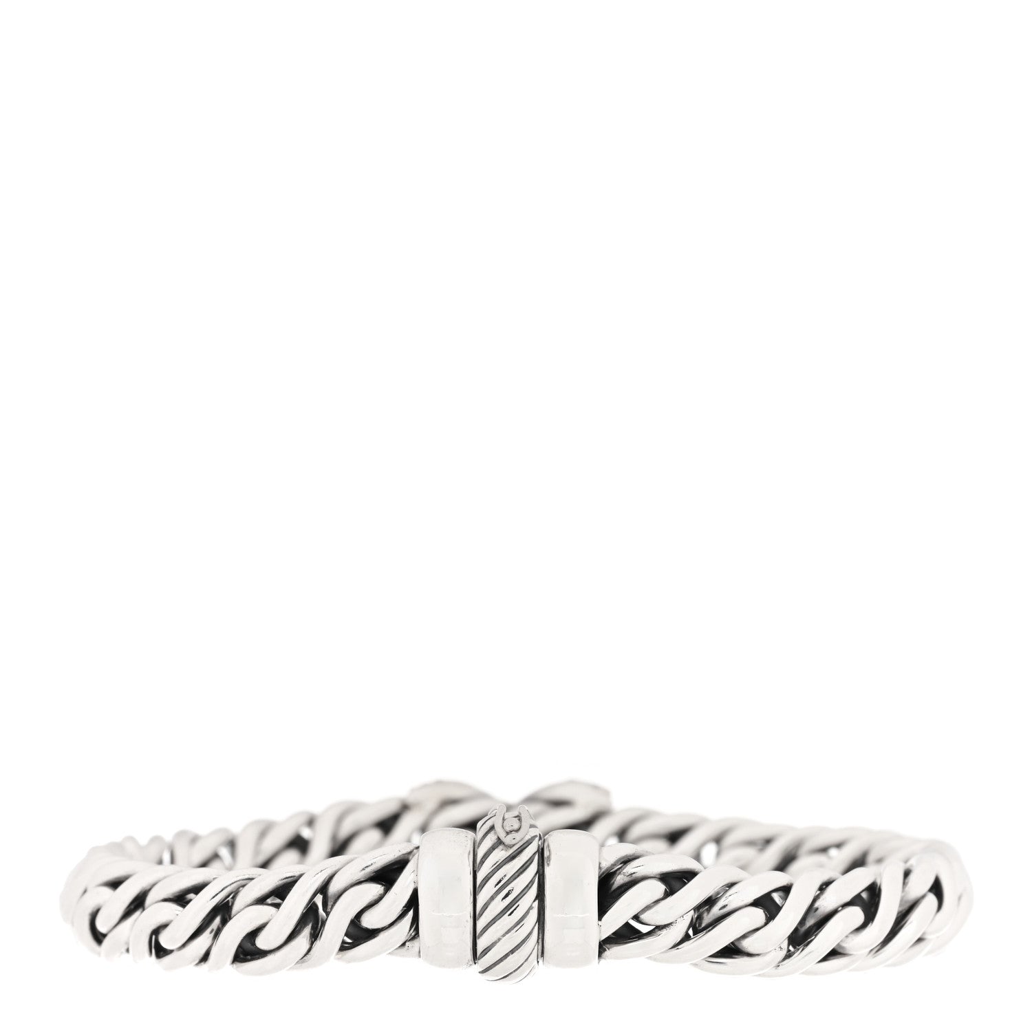 David Yurman Sterling Silver Diamond X Wheat Chain Bracelet 2 of 3