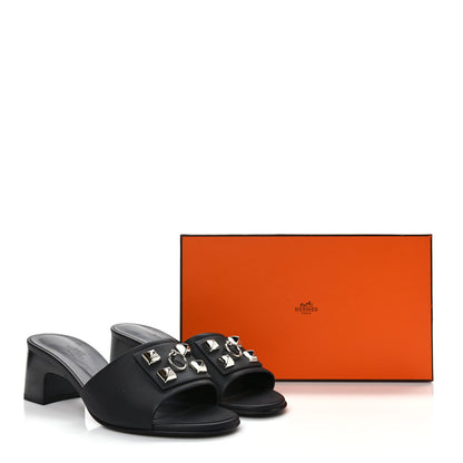 Hermes Calfskin Dreamy Sandals 39 Black 10 of 10