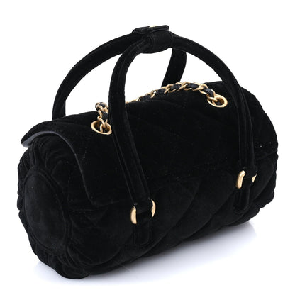 Chanel Velvet Quilted Mini Top Handle Flap  Black 2 of 7
