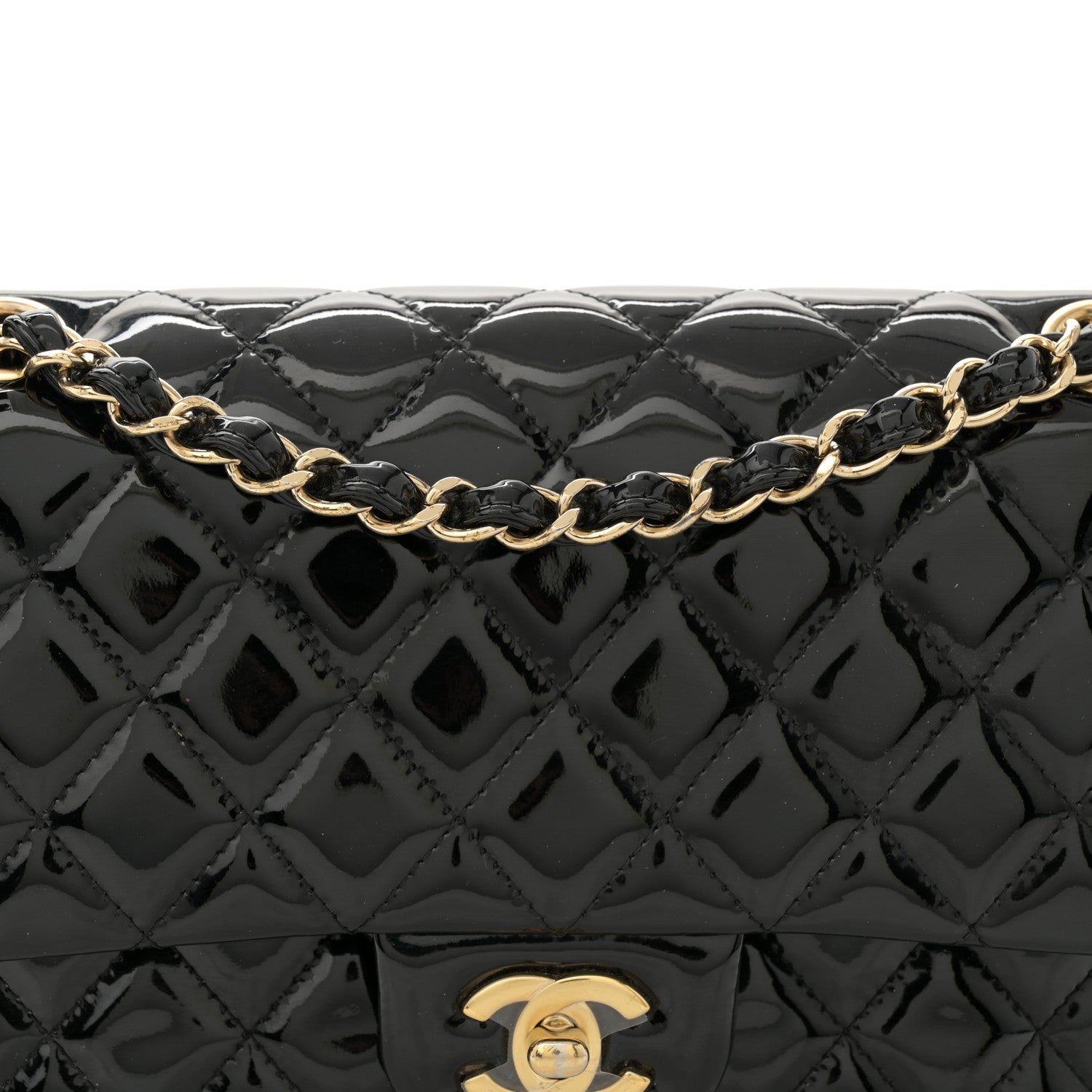 Chanel Patent Quilted Medium Double Flap Black 8 of 11