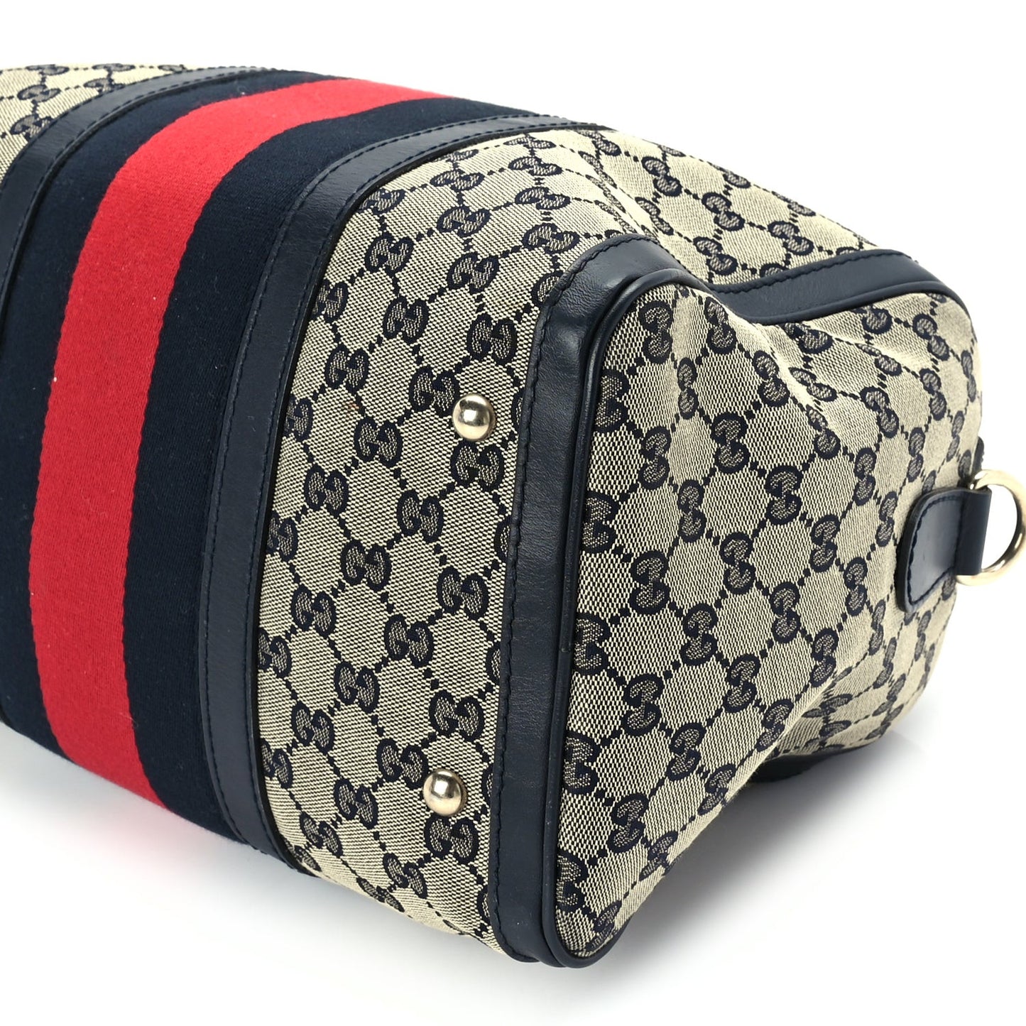 Monogram Selleria Calfskin Vintage Web Medium Boston Beige Blue