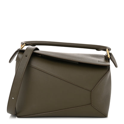 Loewe Calfskin Small Puzzle Edge Bag Dark Khaki Green 1 of 10