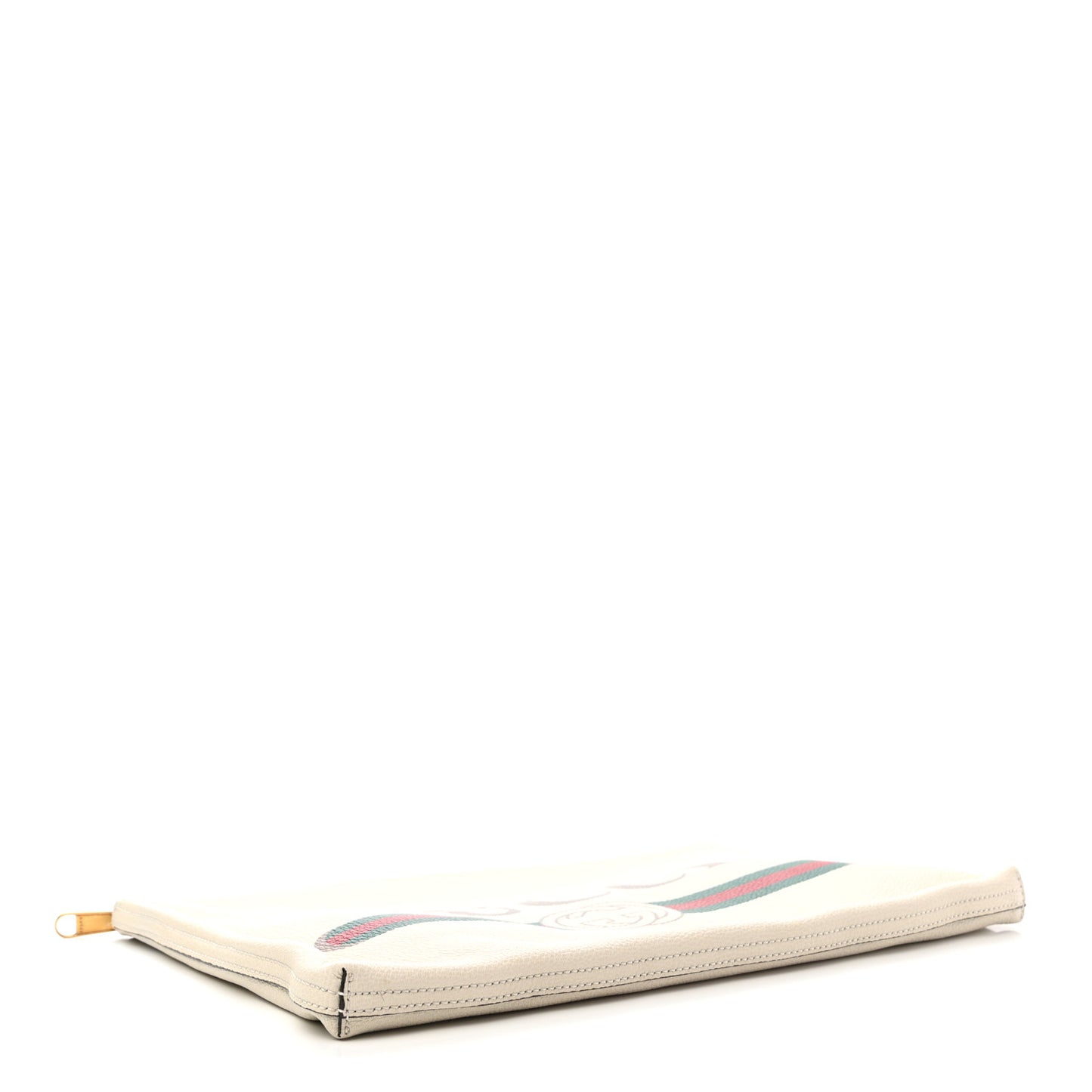 Pebbled Calfskin Large Logo Portfolio Clutch Ivory