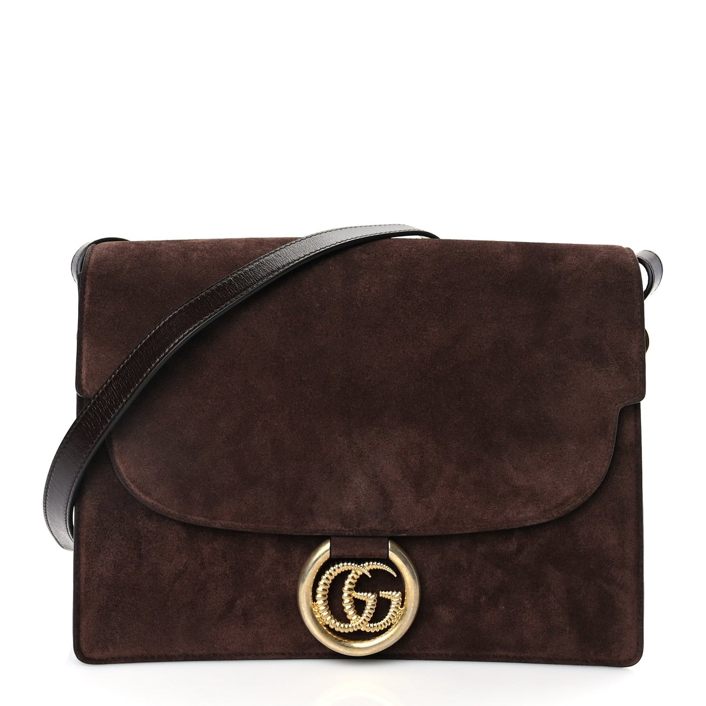 Suede Medium Torchon GG Ring Shoulder Bag  Reflex Brown