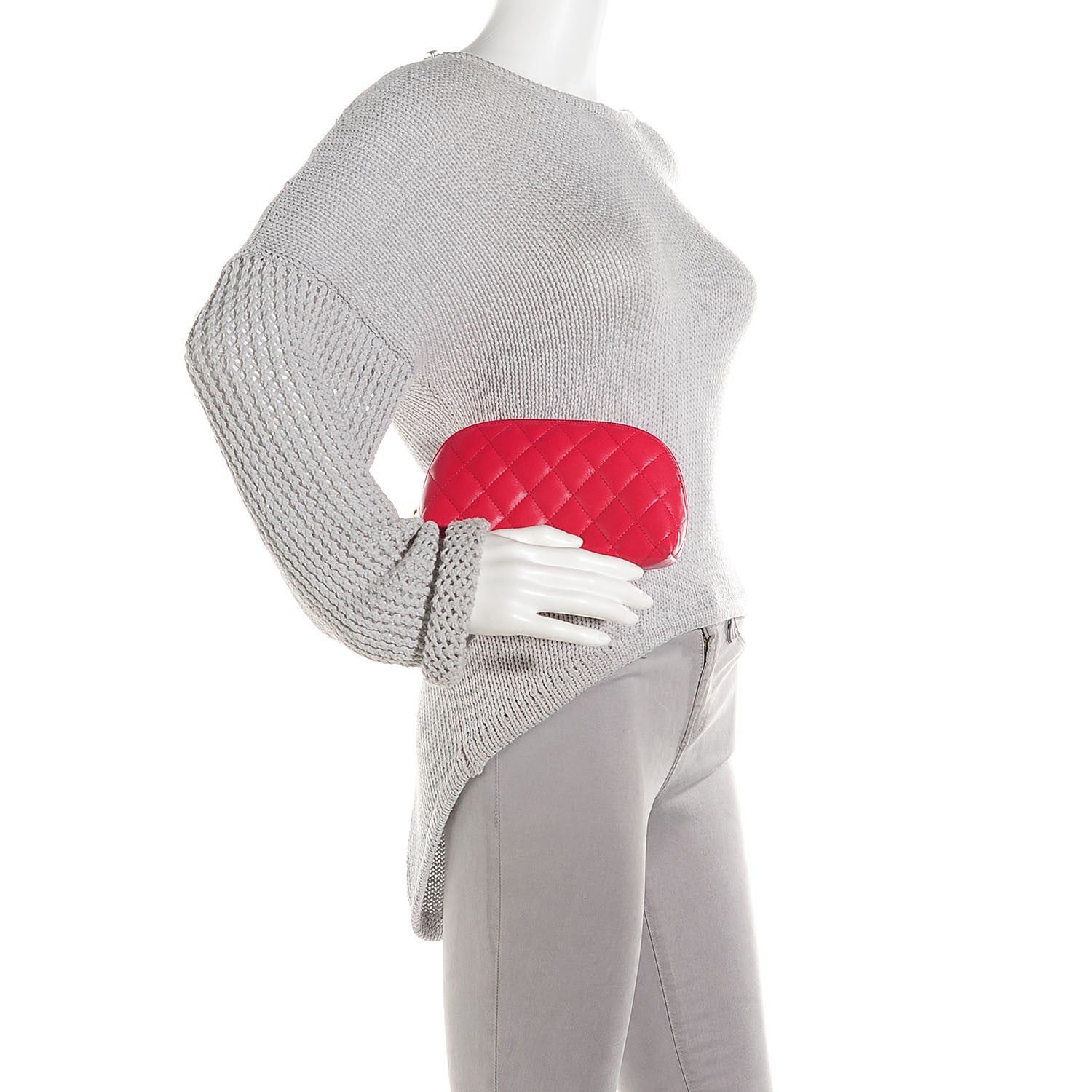 Chanel Lambskin Quilted Valentine Cosmetic Pouch Red 3 of 8