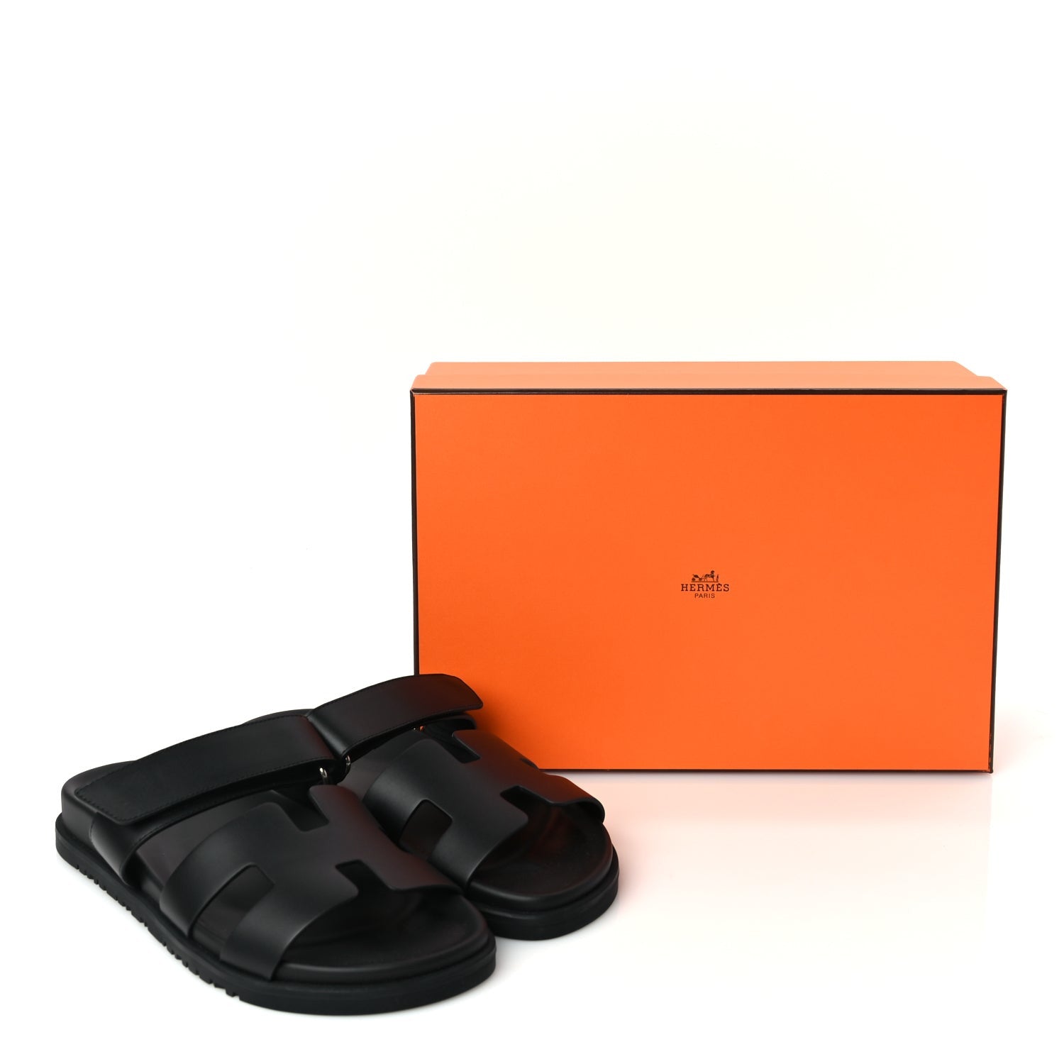 Hermes Calfskin Womens Chypre Sandals 38.5 Black 9 of 9