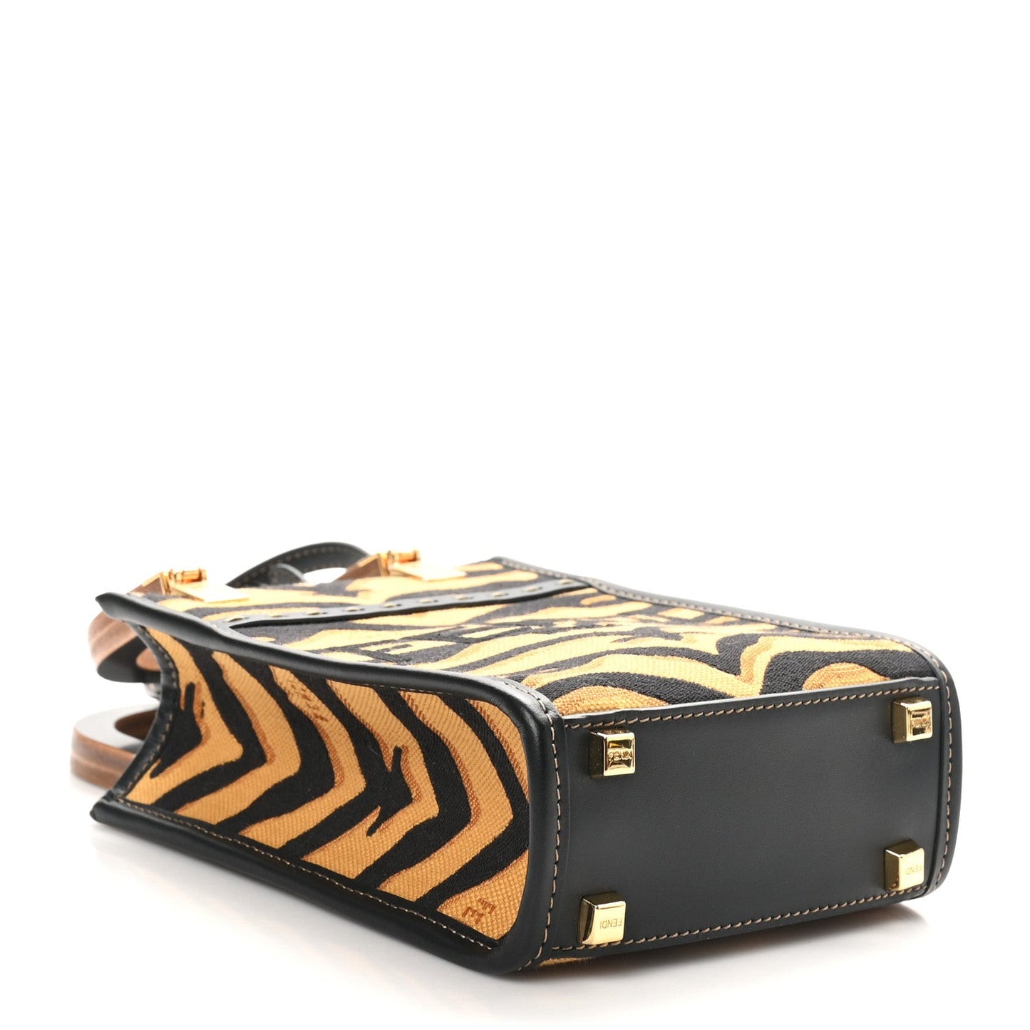 Canvas Vitello King Chinese New Year Tiger Embroidered Sunshine Shopper Tote Black Dark Yellow