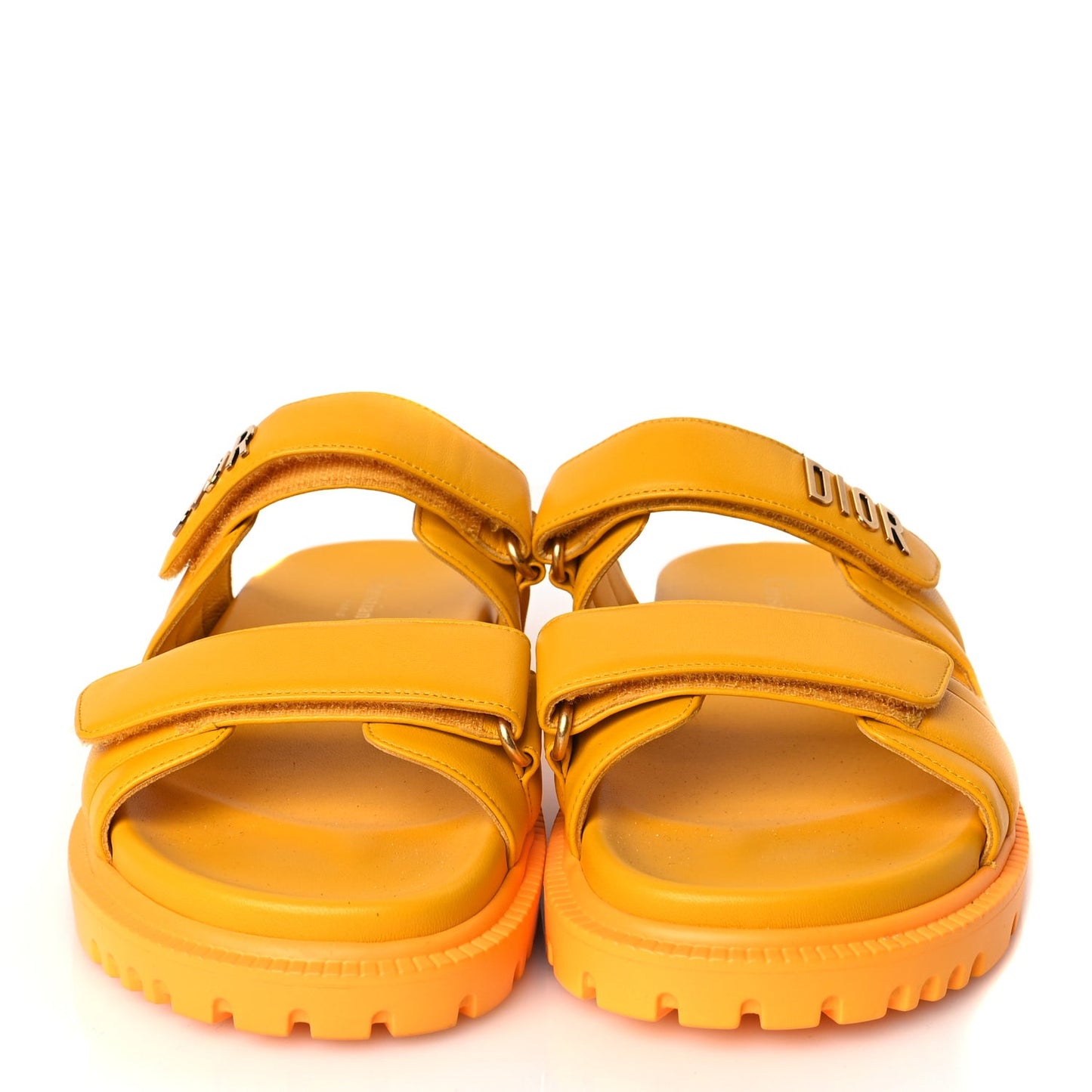 Lambskin Dioract 10mm Slide Sandals 37.5 Amber Yellow